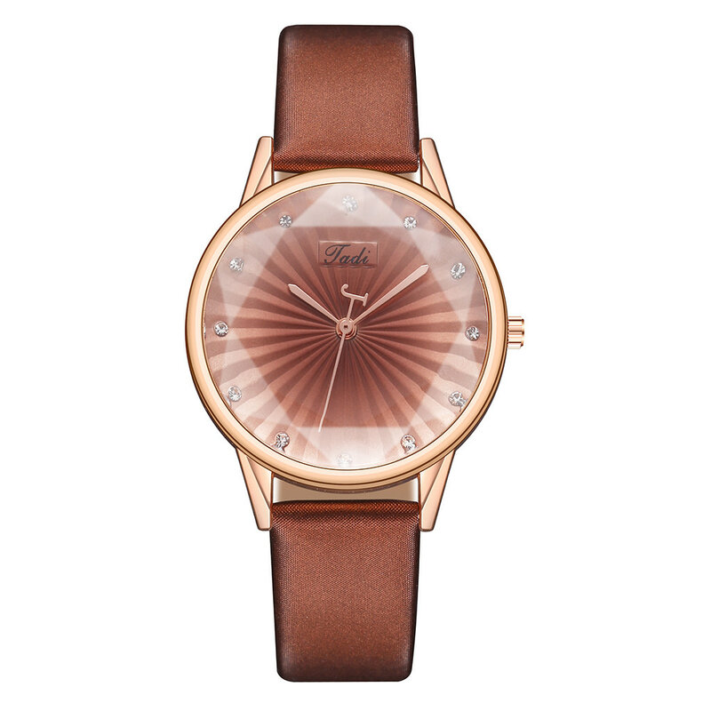 Relógio de quartzo listrado criativo para senhoras, relógio de couro com diamante, relógio de pulso de quartzo de luxo