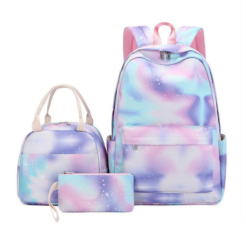 Новый рюкзак из трех предметов для девочек, школьный рюкзак с принтом звездного неба и граффити для учеников начальной школы, легкие водные школьные ранцы