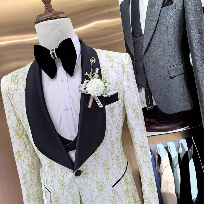 Herren Revers Kragen 3 Stück Anzug Set Mantel Weste Hose/Business Groom smen Bräutigam Hochzeits kleid Blazer Jacke Hose Weste