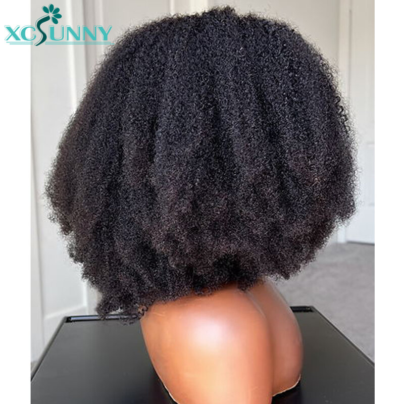 Glueless peruca de cabelo humano brasileiro para mulheres, Afro Kinky Curly, sem deixar de fora, sua linha fina, U Part, Upgrade