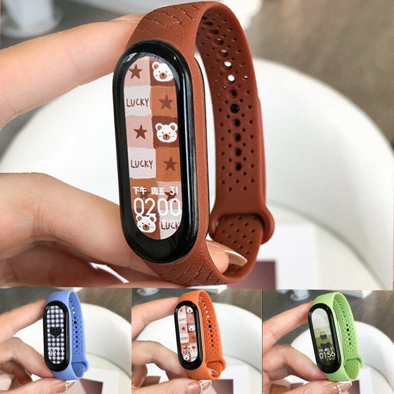 Pulseira esportiva para mi banda 6 7 silicone trançado pulseira miband smartwatch substituição correa para xiaomi mi banda 4 3 5 6 cinta