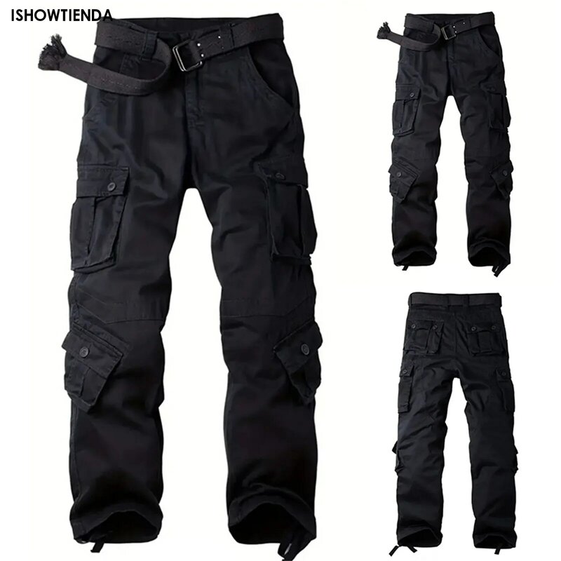 Salopette noire multi-poches pour hommes et femmes, style Harajuku, pantalon décontracté, rue haute, pantalon rétro, populaire