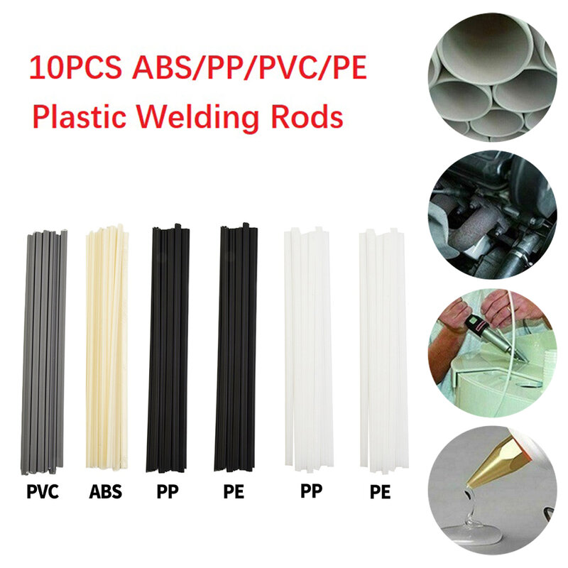 Tongkat las plastik ABS/PP/PVC/PE, 10 buah batang las 5x2.5mm untuk perlengkapan las perbaikan Bumper plastik 20CM putih
