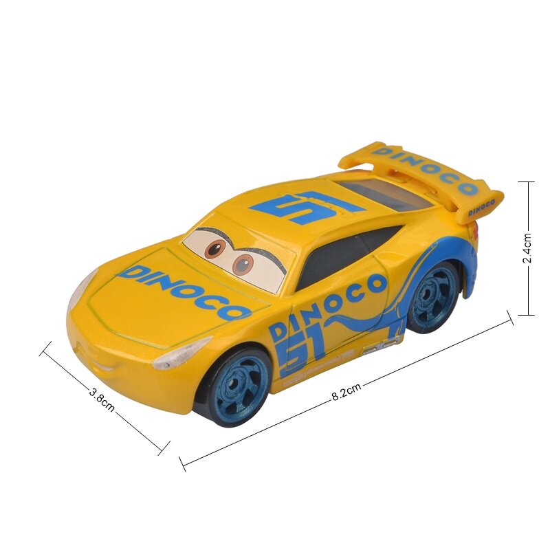 Disney Pixar-Voitures 3 Rains McQueen Cruz Ramirez pour garçon, véhicule moulé sous pression, modèle en métal, jouet cadeau, 1:55