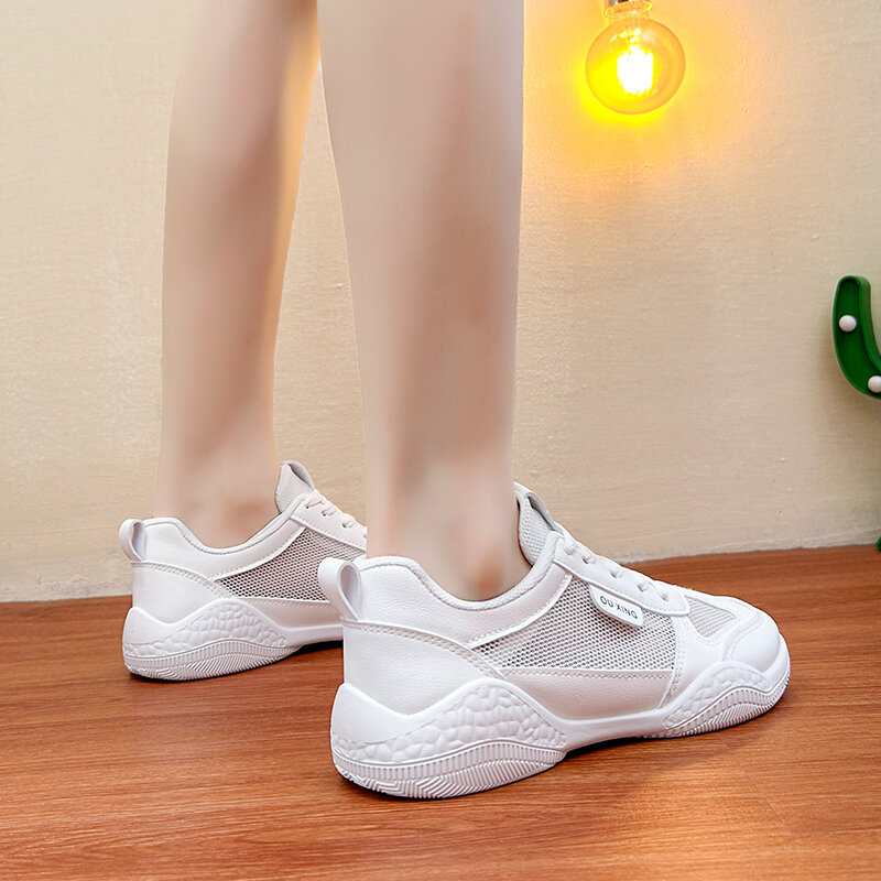 Кроссовки женские сетчатые для бега, дышащие удобные, на платформе, на шнуровке, повседневная спортивная обувь для ходьбы