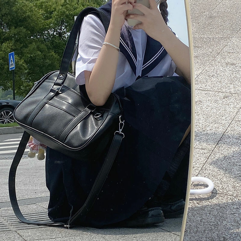 HAEX JK Uniform Women Bags 2024 Trend Subculture Large Capacity PU Students Satchel Harajuku Daily Crossbody Shoulder Bags
