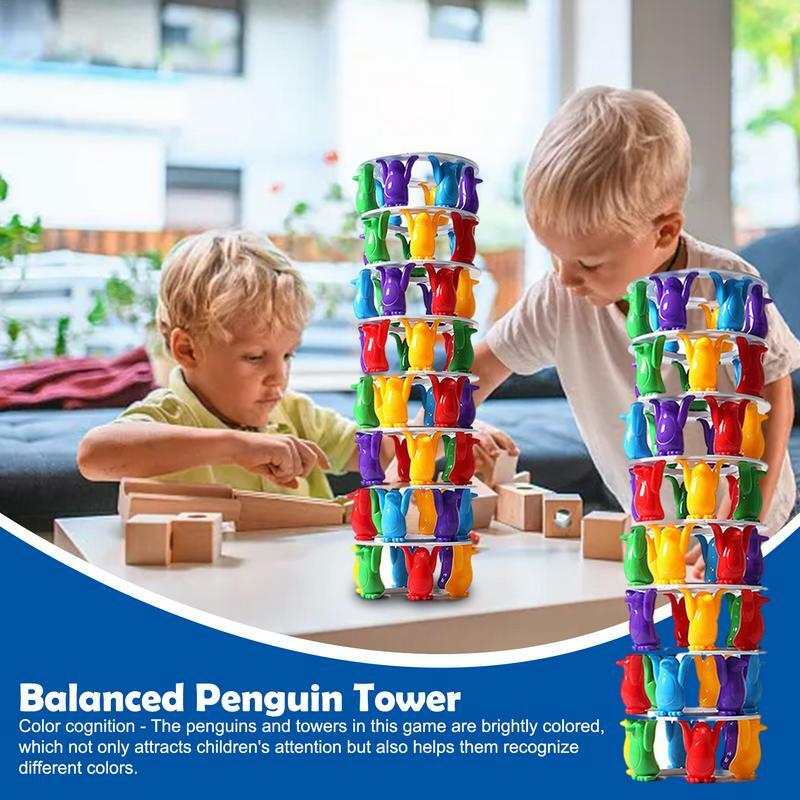 Torre de apilamiento de pingüino, juguete de apilamiento de animales, STEM portátil, construcción de pingüinos, habilidades motoras finas, juguetes educativos de aprendizaje