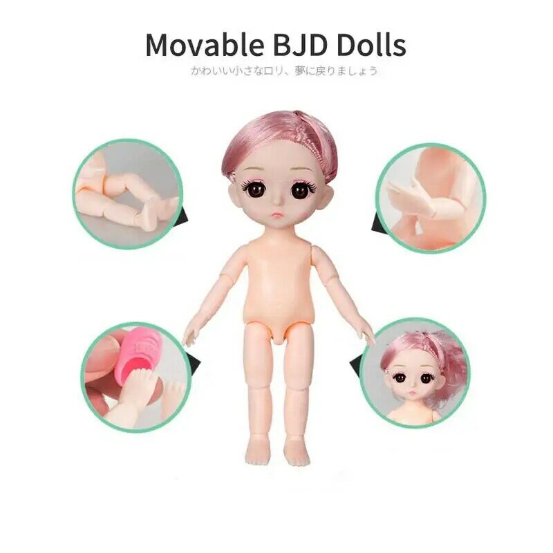 8pcs/Set BJD Jointed Doll 16cm 13 Ball Joints Fashion Dolls With Full Set Clothes Dress Up Girl Toy Birthday Gift With Box