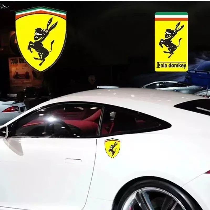 3D Car Sticker Donkey Pattern Self-adhesive Decal Decoration Vehicle Stickers Accessories Replacement for Ferrari Type 1