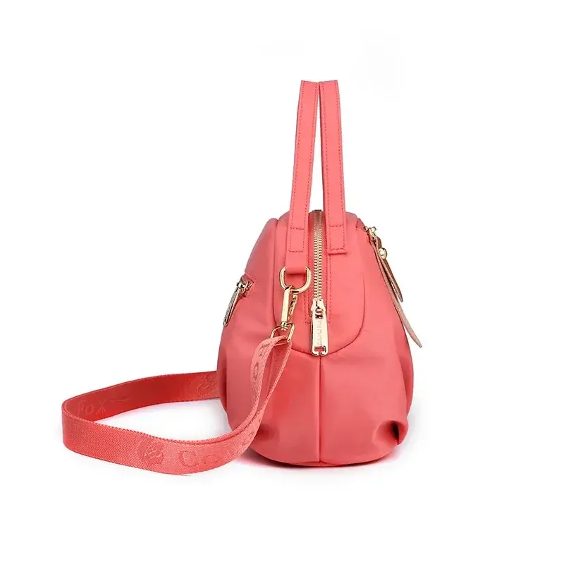 BBA169 tas selempang wanita, kantung selempang nilon tahan air Pink untuk perempuan