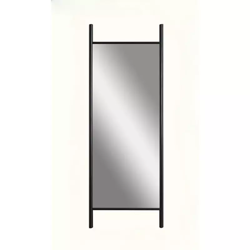 Espejo montado en la pared de escalera de madera maciza, espejo de piso, espejo de tocador, colgante o inclinado contra la pared, negro, 65 "x 22"