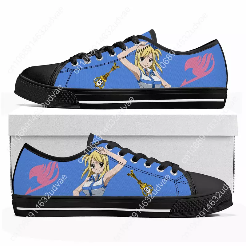 Lucy Heartfilia sepatu Sneakers kanvas, sepatu pasangan kualitas tinggi remaja, Sneaker atasan rendah ekor T kartun untuk pria dan wanita