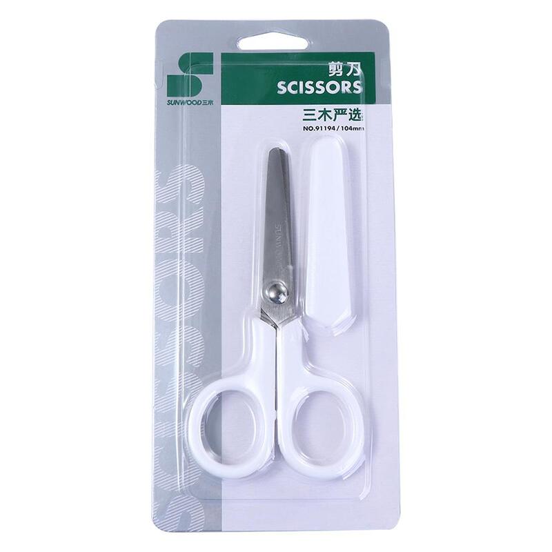Bezpieczne przenośne ręczne ze stali nierdzewnej z pokrywą na papier białe małe nożyczki nożyczki biurowe w kolorze białym