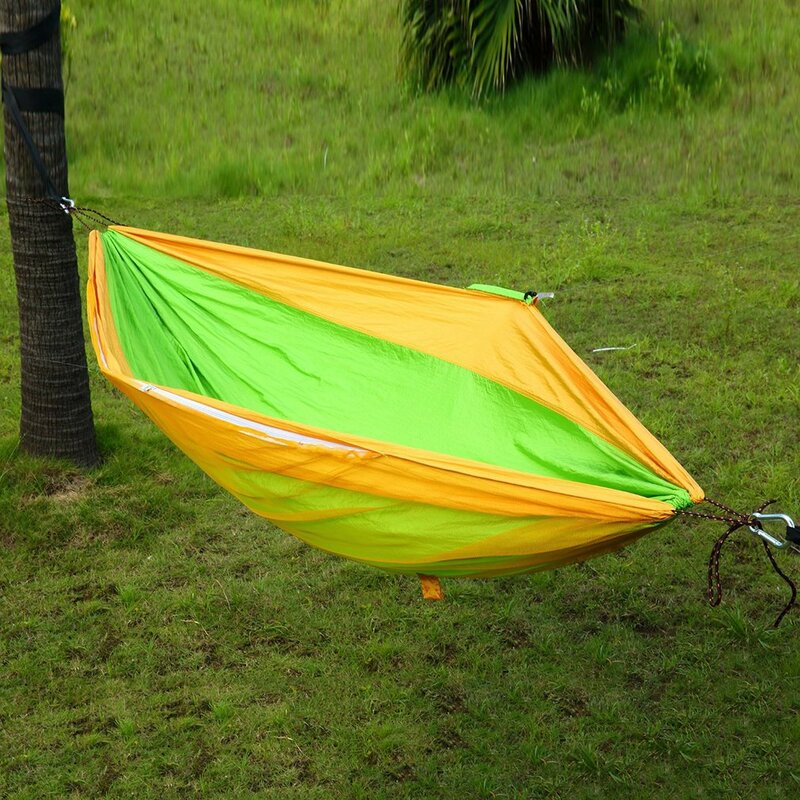 Top Selling Portable Nylon Hammock With 330 Pounds Maximum Capacity With 2 Hooks Stripes Mosquito Net Free Shipping New 2023