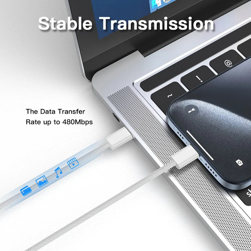 Kabel USB C-C 240 USB do ładowarki typu C do szybkiego ładowania do lPhone 15 Series lPad Air Pro MacBook Pro Huawei DELL