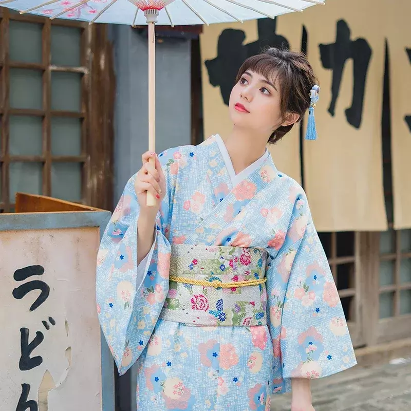 Vintage Style Women's Long Dress Traditional Japan Kimono Print Color Yukata Bathrobe Cosplay Photography Dress Graduation Dress