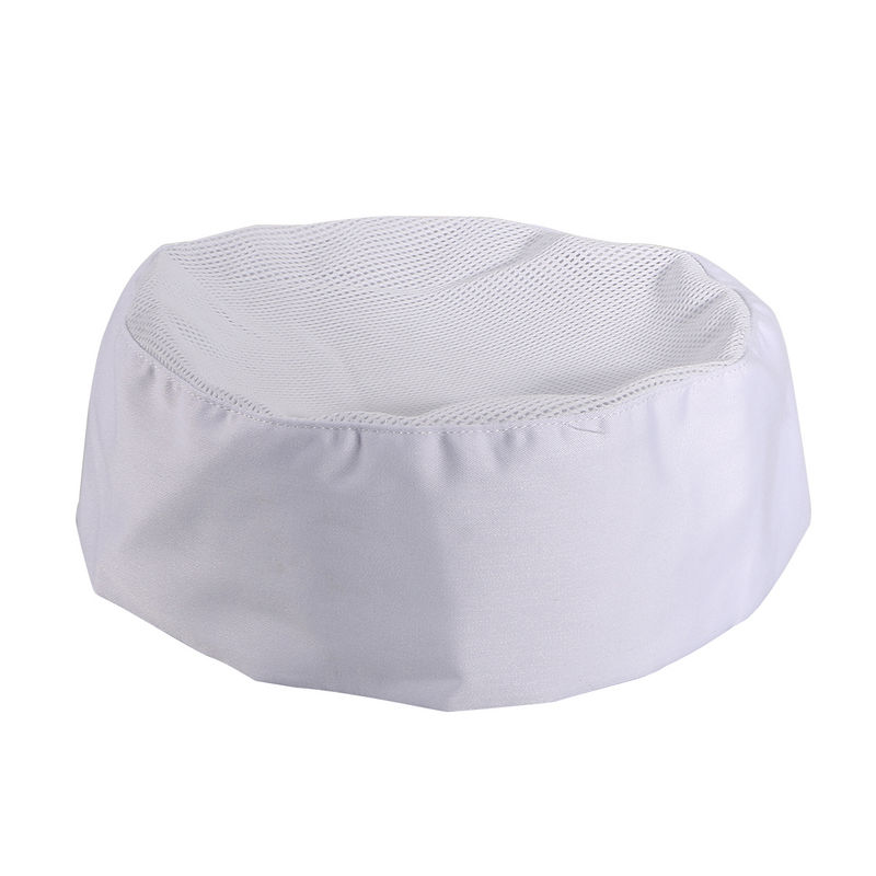 Sombrero de Chefs de Catering profesional con calavera de malla transpirable con correa ajustable, talla única (blanco)