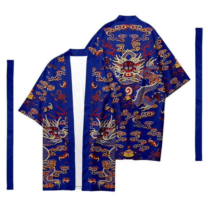 Hàng Mới Về Phong Cách Nhật Bản Rồng In Kimono Truyền Thống Nam Yukata Cardigan Áo Cosplay Haori Quá Khổ Dạo Phố Cao Cấp