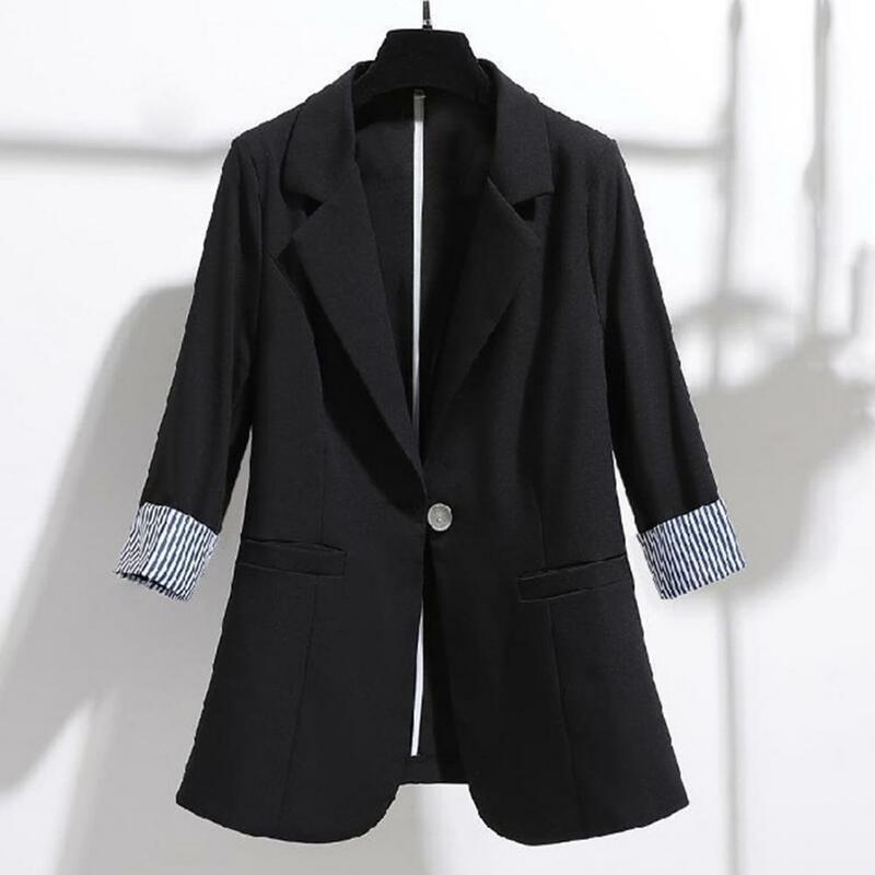 ブレザー-女性の流行のパッチワークジャケット,ルーズなポケット,エレガントなコート,シングルボタン,長袖ブレザー