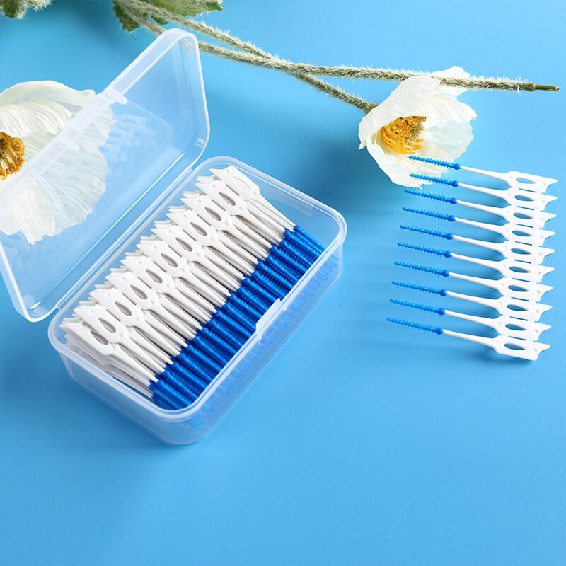 200 pz/scatola spazzola interdentale in Silicone spazzole per la pulizia dentale Super morbide detergente per denti stuzzicadenti per filo interdentale strumenti per l'igiene orale