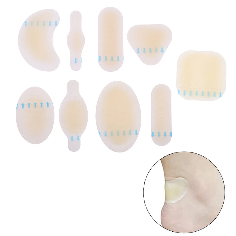 5Pcs Foot Heel Sticker Hydrocolloid Heel Stick Band-Aid Foot Anti-Abrasive Foot Blister Acne Patch Wear Protection Foot Dressing