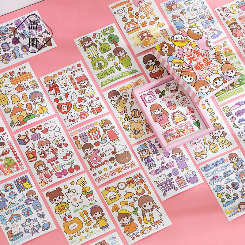 Yoofun-pegatinas decorativas de papelería con patrones sin repetir, álbum de recortes de ensueño colorido, diario de bricolaje, palo de Vaporwave Retro, 50 unidades
