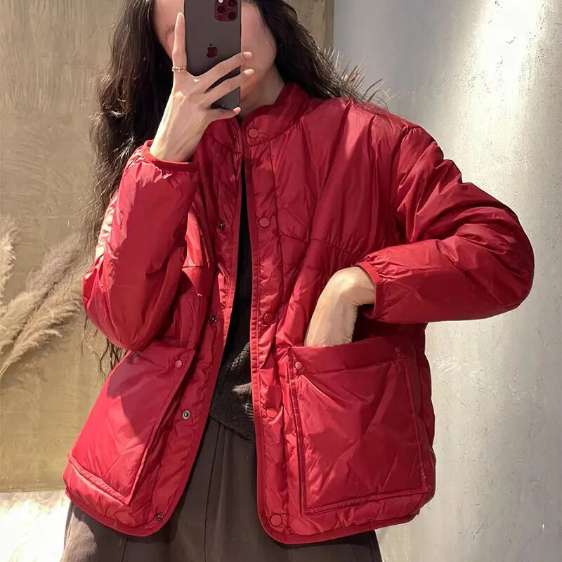 女性のためのゆったりとしたジャケット,スタンドカラー付きのファッショナブルなショートジャケット,暖かい冬の2023