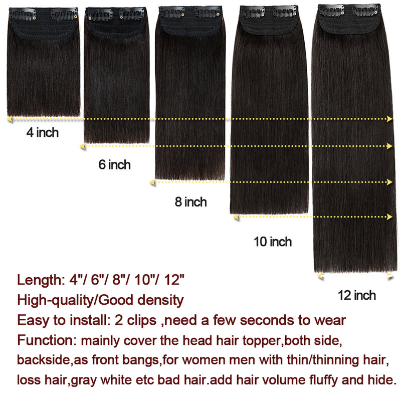 SEGO Clip in Human Hair Extensions Straight Thick Double Weft One Piece Hair Pieces for Thinning Hair Invisible Hairpin Increase