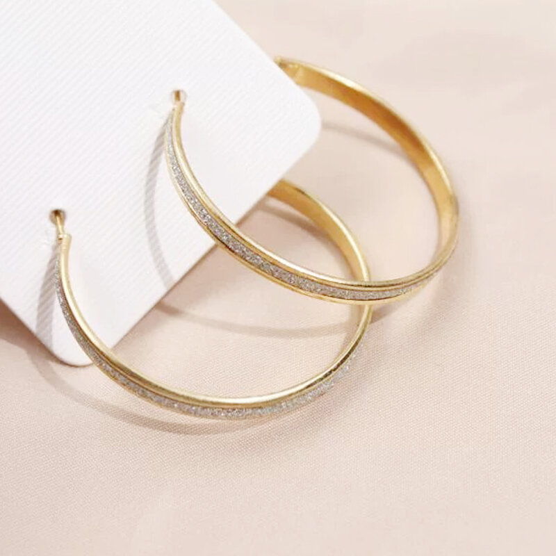 Round Hoop Earrings for Women Girls Matte Alloy Statement Earrings Wedding Party Jewelry Gift