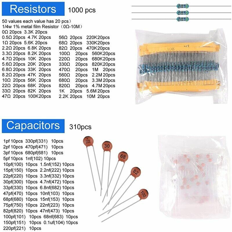 UNO R3 Componente Eletrônico Variedade Kit, Capacitores, Resistores, LED, Transistores, Diodos, 1n270, Ultimate Edition, 1900pcs