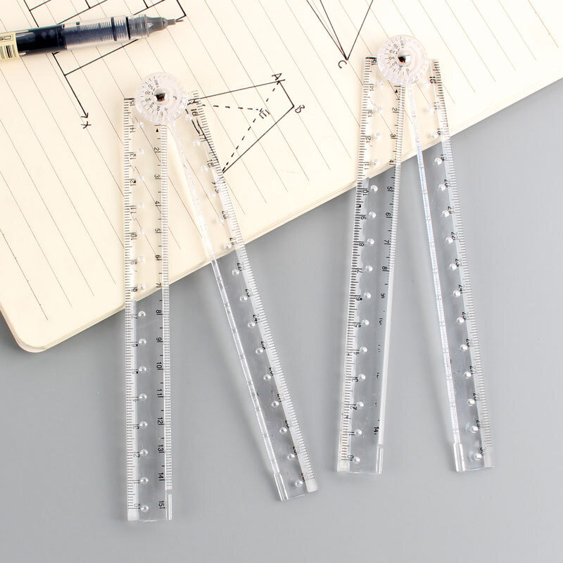 Penggaris pengukur alat tulis siswa, perlengkapan penggaris busur derajat geometri gambar anak multifungsi 30cm