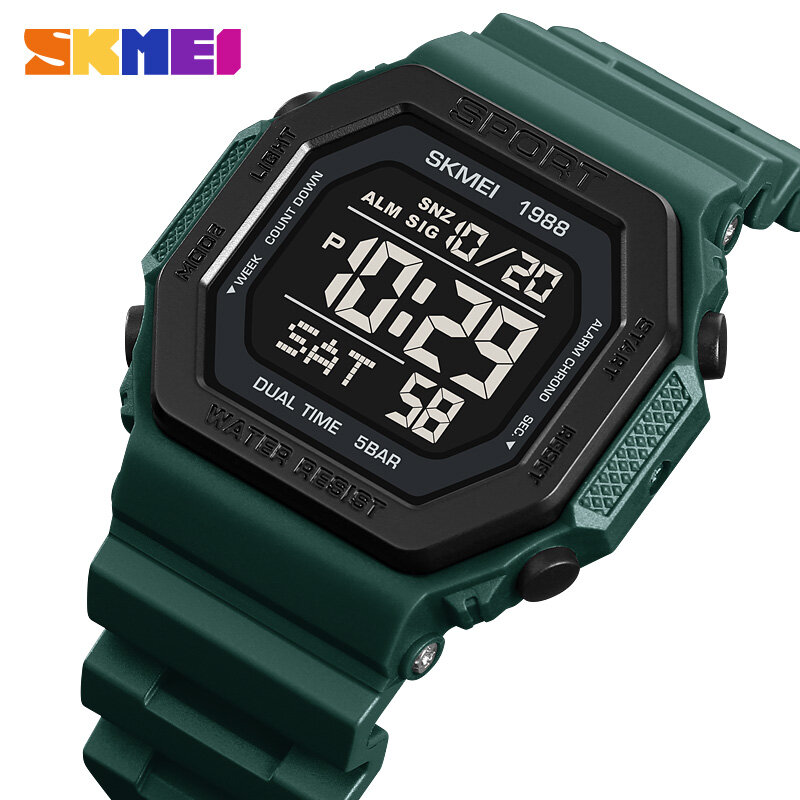 SKMEI модные спортивные часы для мужчин Роскошные Водонепроницаемые цифровые часы с обратным отсчетом оригинальный бренд Дата Неделя электронные часы