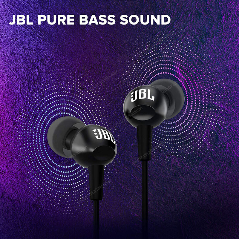 JBL-C100SI Fones de ouvido estéreo HD, fones de ouvido com microfone, fones de ouvido, Android, iOS, telefones celulares, 100% original, C100SIU, 3,5mm
