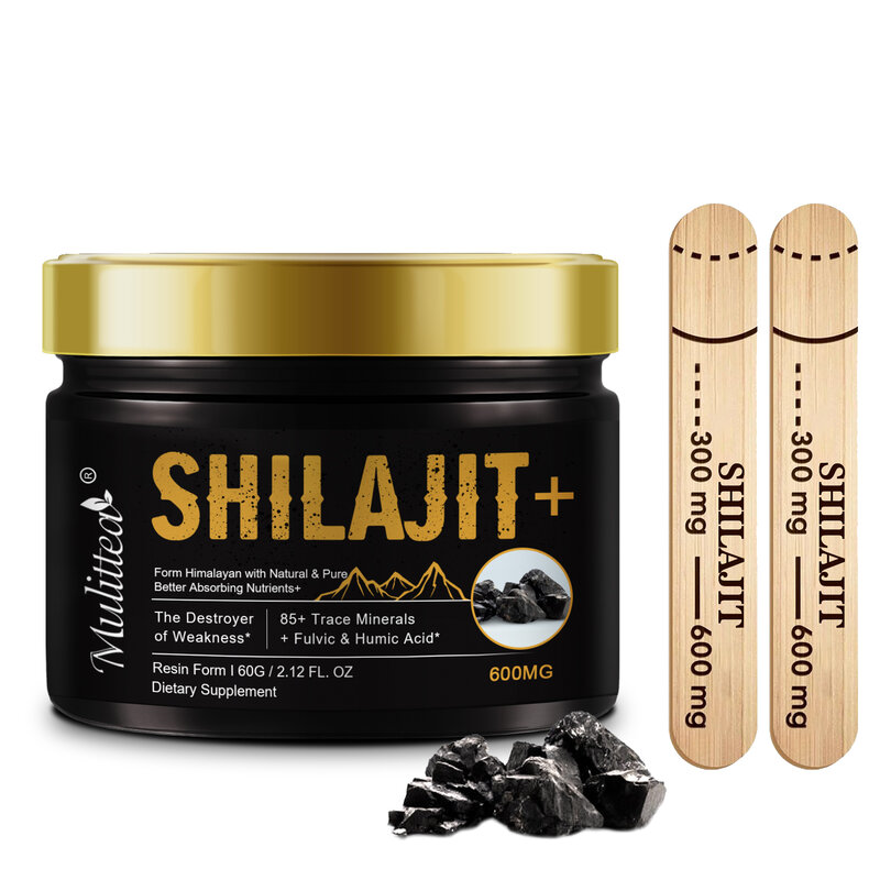 Mulittea 100% kemurnian tinggi Shilajit suplemen Mineral alami organik Shilajit dengan 85 + Mineral jejak & asam Fulvic