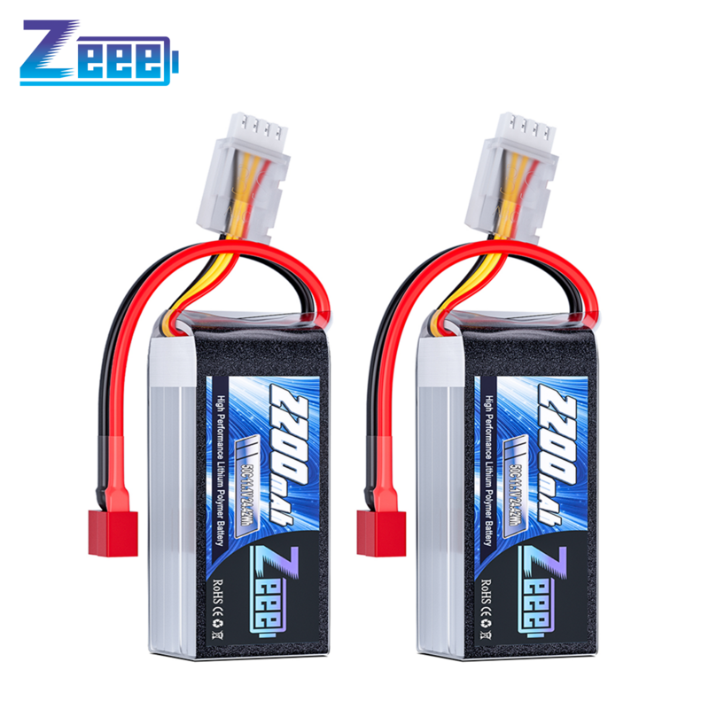 2pcs Zeee 3S 2200mAh Shorty Lipo Battery 11.1V 50C with T/XT60 Plug for RC Car Truck Drone Airplane FPV RC Hobby Models Parts