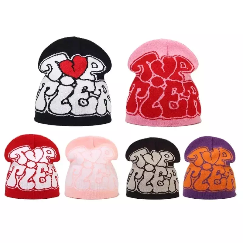 Зимняя трикотажная Шапка-бини с надписью Y2K для мужчин и женщин, шапки-бини в стиле Kanye, теплая шерстяная шапка с ушками в стиле хип-хоп, 2024