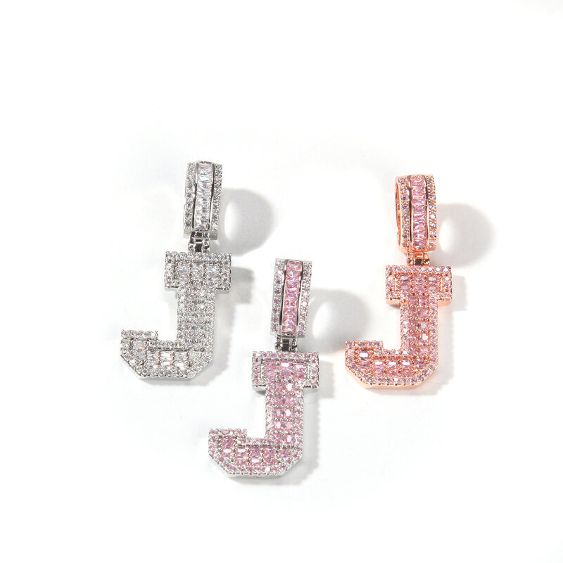 Ожерелье Uwin в виде розового багета с надписью на заказ, кулон с сердцем, цепь для тенниса или цепочка для багета, персонализированные украшения