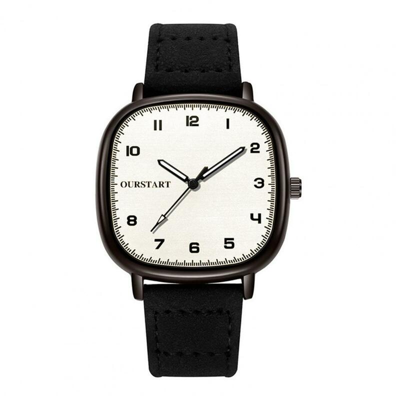 Relógio de pulso de quartzo elegante com alça de silicone ajustável, mostrador quadrado, relógio formal para ocasiões, alto, elegante para homens