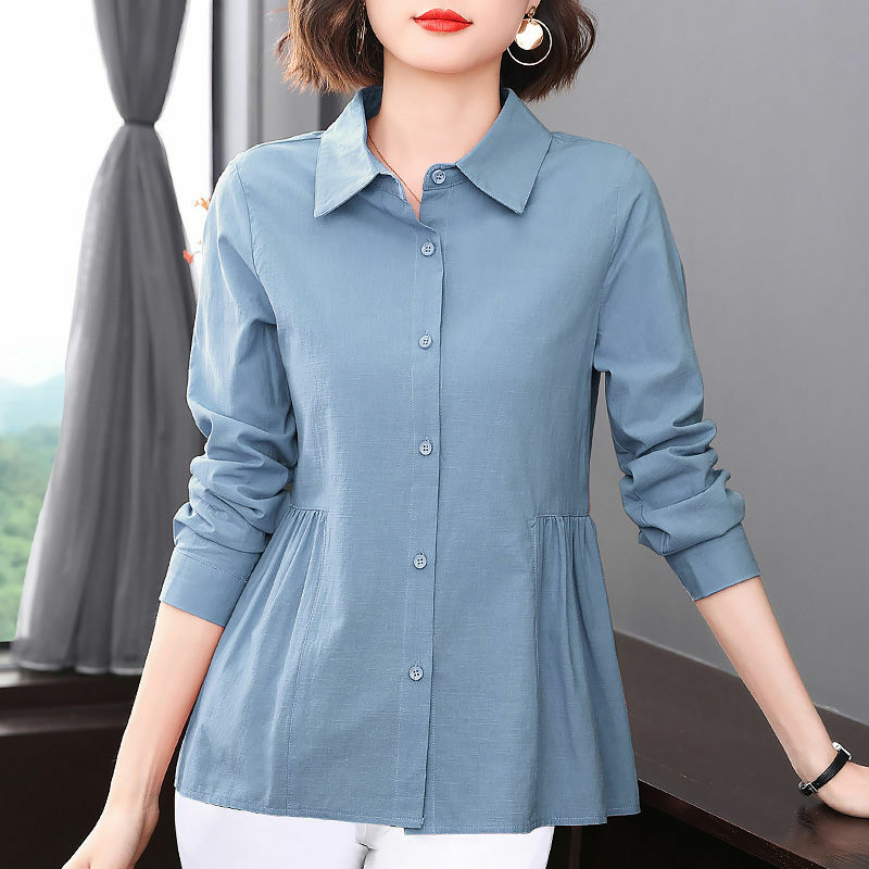 2023 New Spring Autumn Shirt Female Shirts Long Sleeve  Fashion Solid Slim All-match Long Sleeve Loose Shirt Women Tops R2716