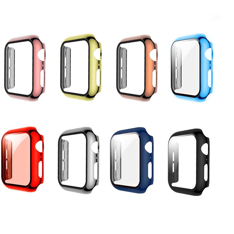 electroplate pc glass case for apple watch series 8 7 6 5 4 3 2 se 41 45mm Cover Case fo iWatch 40 44mm 38 42mm Screen Protector