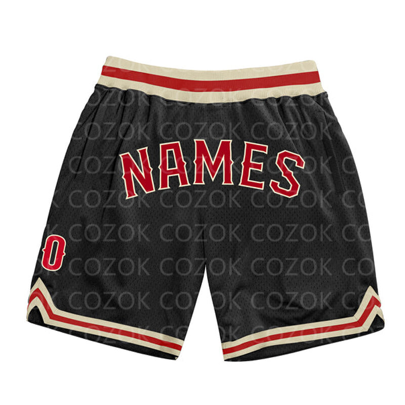 Черно-красные оригинальные баскетбольные шорты на заказ, мужские шорты с 3D принтом, быстросохнущие пляжные шорты с принтом имя Mumber