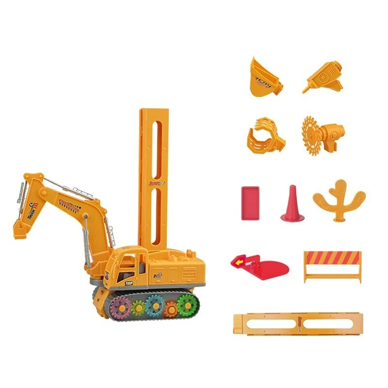 Juego de bloques de excavadora eléctrica dominó, juguetes para niños y niñas de 3 años y más, regalos creativos para niños
