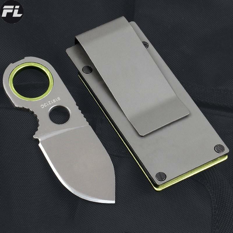 Mini Multi-função canivete para homens, lâmina fixa, faca reta, cartão de sucção, chaveiro, Edc