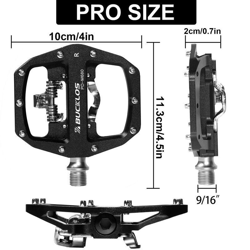 BUCKLOS-pedales de aluminio para bicicleta de montaña, PD-M680 de rodamiento sellado, doble Clip, planos y de bloqueo, compatible con Shimano SPD, 3 unidades