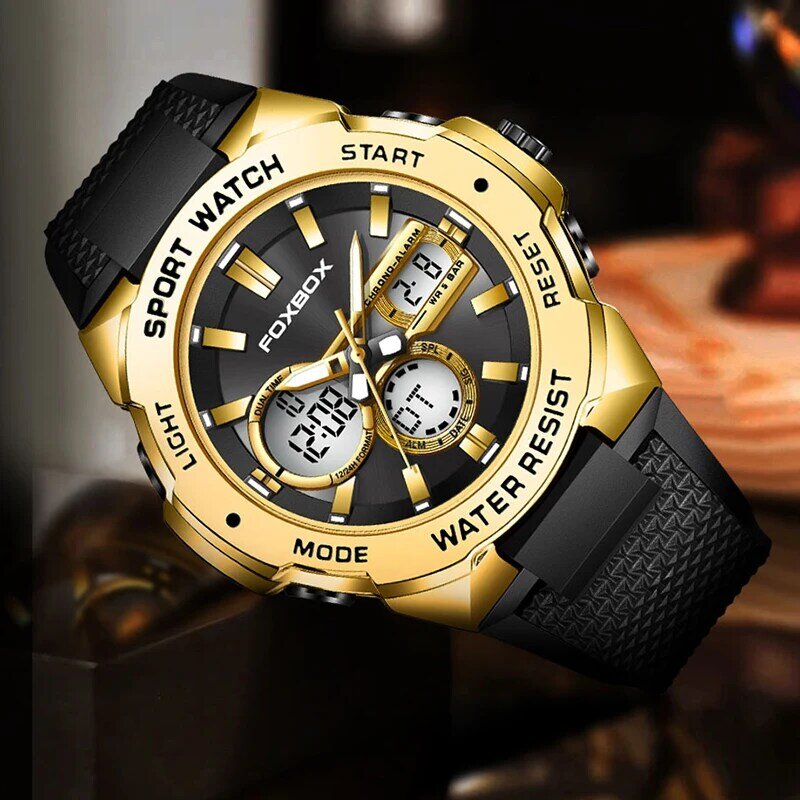 LIGE-Relógio de quartzo de exibição dupla masculina, impermeável, digital, negócios, esportes, luxo, marca superior, moda, novo