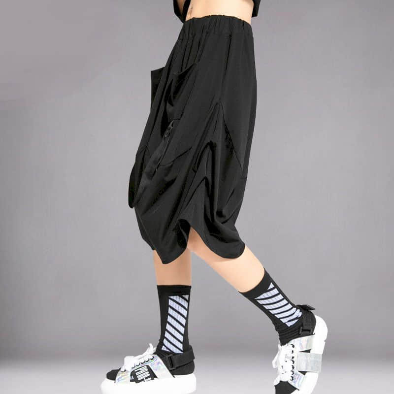 Five-point Cross Pants Shorts Women Summer Large Size Elastic Waist Casual Trousers Women Vintage Loose Korean Style Harem Pants