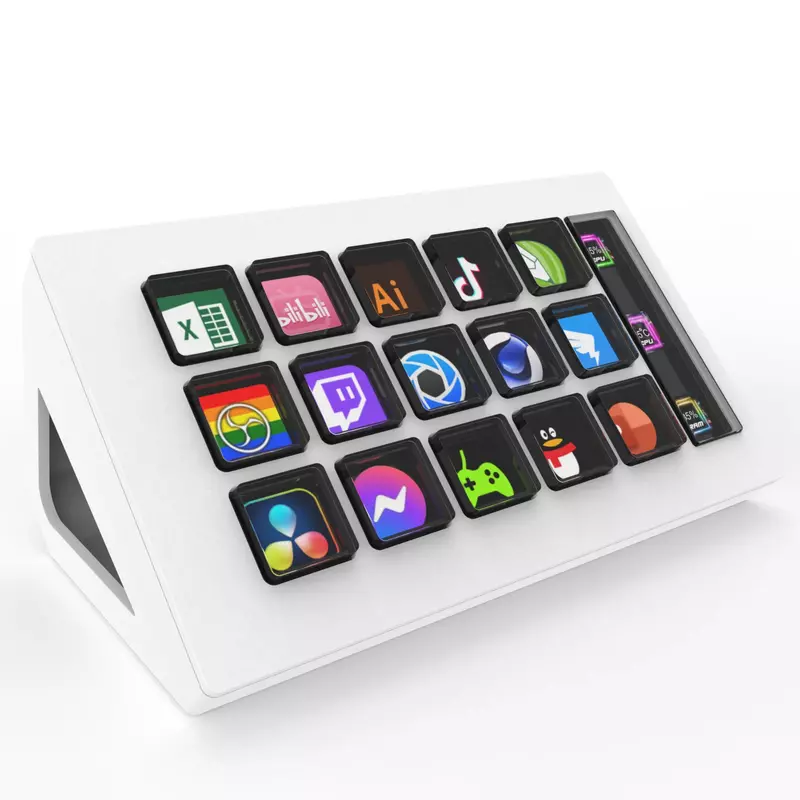 Teclado Visual StreamDeck, botón LCD de 15 teclas, controlador de creación de contenido en vivo, botón personalizado para Windows/MacOS/Android/iOS, regalo