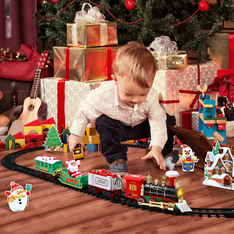 Elektryczny Model pociąg bożonarodzeniowy torów kolejowych zabawka z dźwiękiem zasilany światłem dla dzieci prezent urodzinowy
