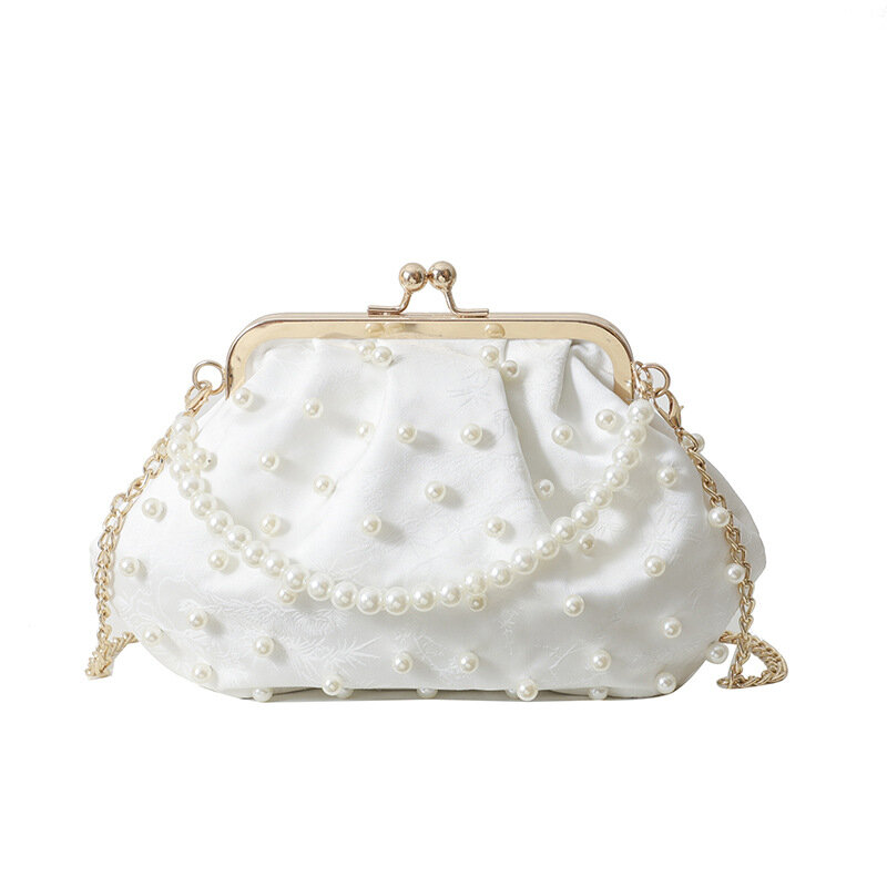 Bolso de mano pequeño con forma de concha de mar para mujer, bolso de hombro diario, cadena cruzada, moda clásica, rosa y blanco, Verano