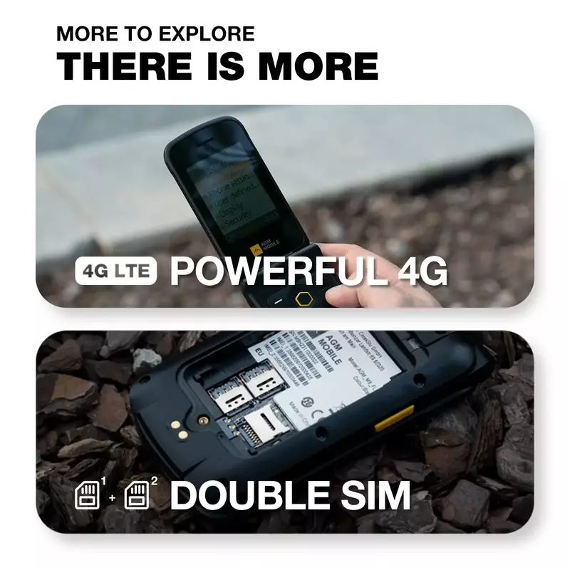 AGM M8 Security Rugged Flip Phone Senior Safe,No Cam/Bluetooth,WaterProof,Clear 2.8” QVGA,4G,SOS Button,1500mAh Battery,FM Radio